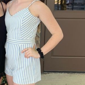 Blue and White Stripped Romper